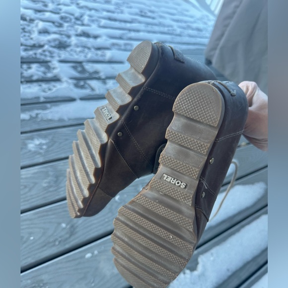 SOREL Women’s Brown Leather Lace-Up Wedge Ankle Boots – Size 8.5 - Picture 5 of 8